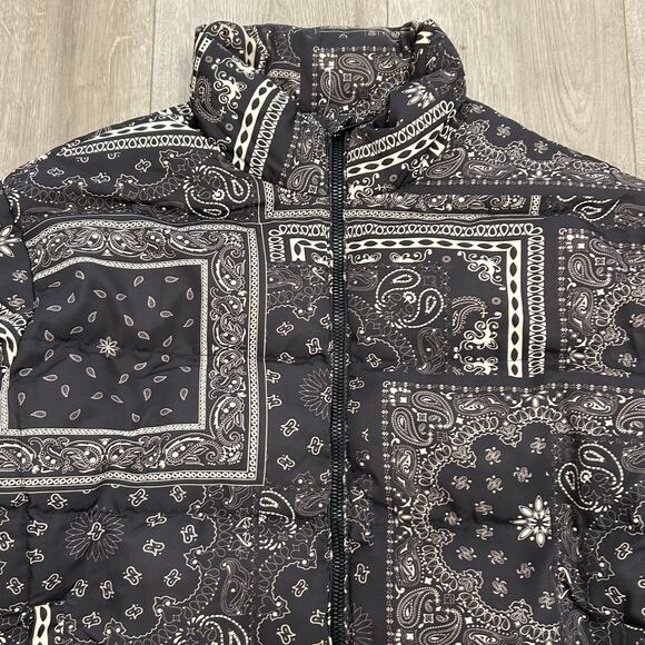 maison article puffer jacket bandana black white size Large L B2 - Picture 2 of 7